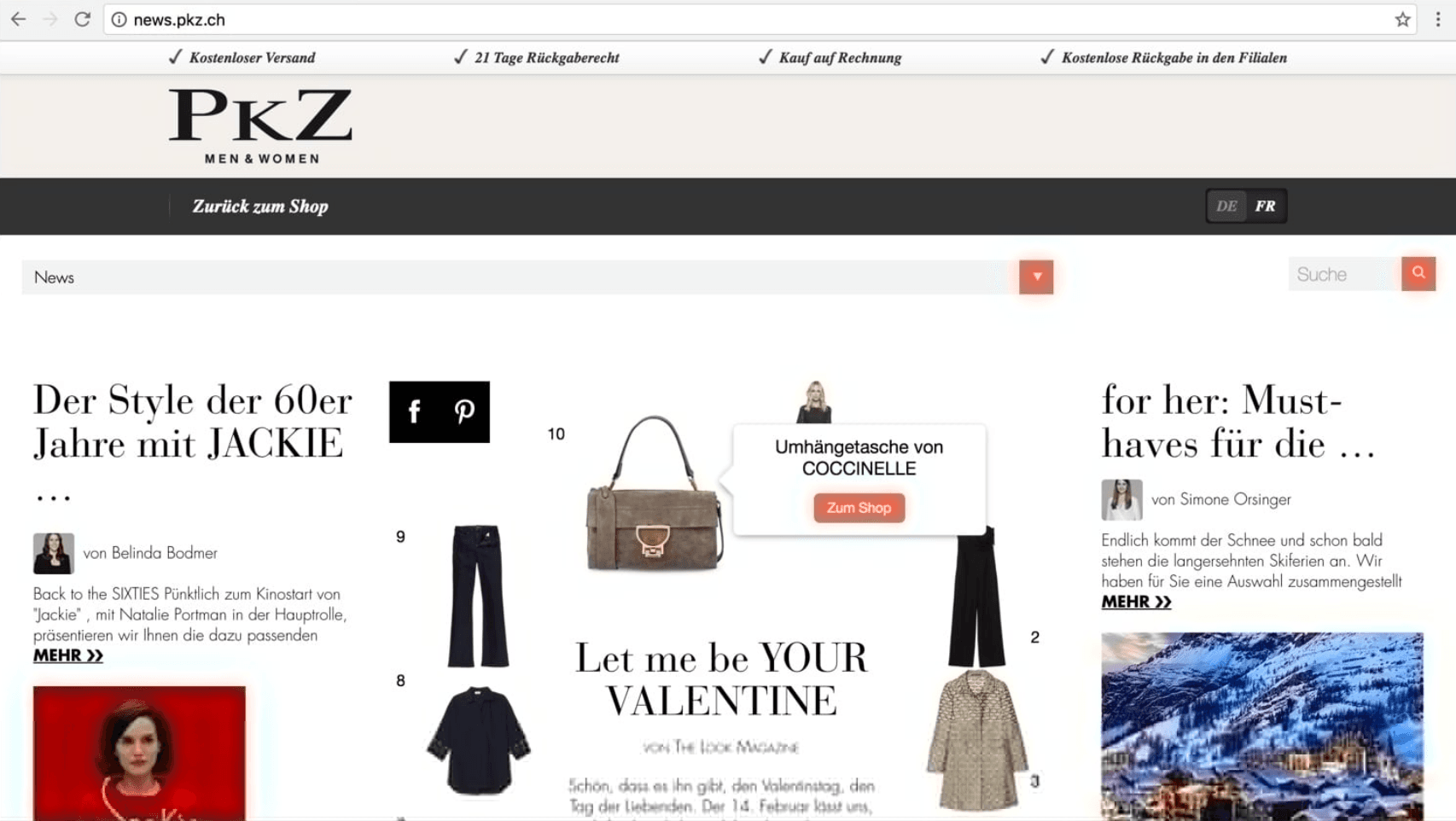 Screenshot of the Styla software embedded in a website